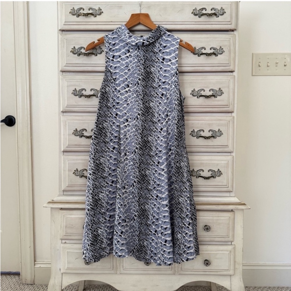 Vici Blue Snake Print Collared Dress